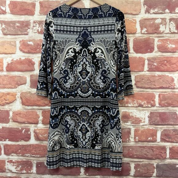 INC International Concepts Dress Medium Multicolor Boho Floral Abstract Popover - Picture 2 of 8